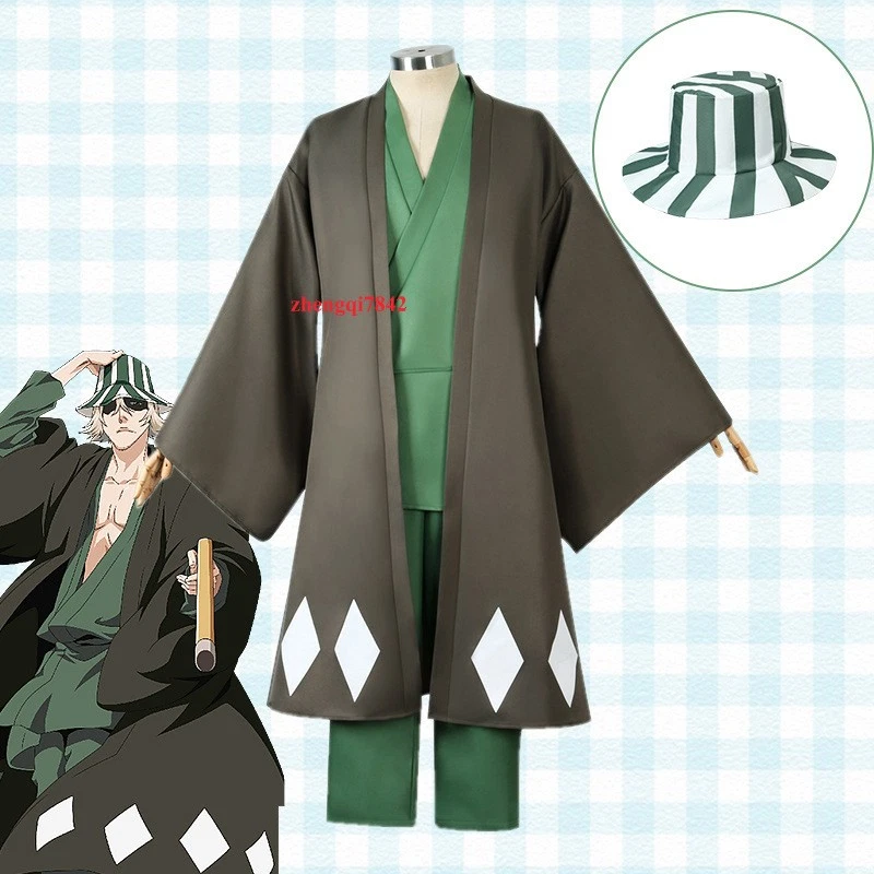 Anime Bleach Urahara Kisuke Cosplay Costume Full Set Suit Halloween Outfit Party - Image 1 of 4