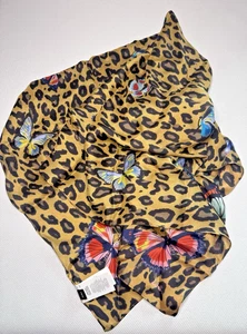 Vintage Echo Signature Limited 100% Silk Scarf 38” Square Butterflies Cheetah - Picture 1 of 7