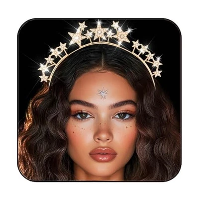  Diadema Estrella Estrás Oro Diosa Tocado Cabello Celestial Dorado Foto 1 de 4