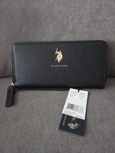 U.S. Polo Assn. Women's Wallet Black Gold Logo Zipper NWT - Picture 1 of 8