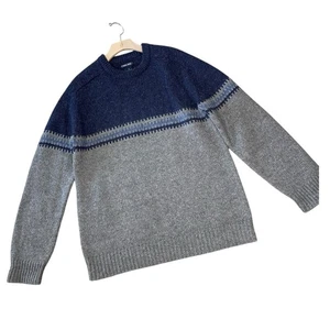 VINTAGE CHEROKEE Men's Wool Sweater Size Medium Gray Blue 90s Y2K Normcore Cosby - Picture 1 of 4