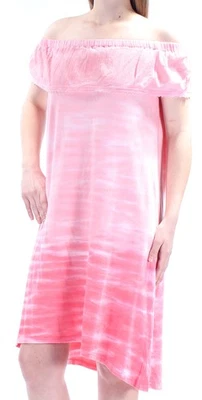 Vestido recto STYLE & COMPANY rosa sin mangas fuera del hombro hasta la rodilla para mujer M Foto 1 de 4