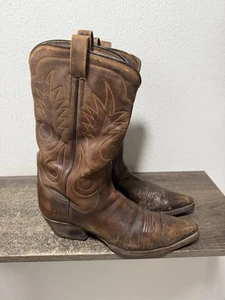 Herren Vintage Braun Wrangler Eingebrochen & Abgenutzt Cowboystiefel Größe 12 D - Bild 1 von 7