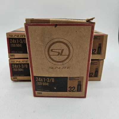 Lot 5x - Sunlite Inner Tube, 32 mm Schrader Valve, 24 x 1-3/8", Removable Core - Image 1 of 3