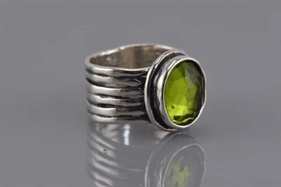 Silpada Sterling Silver Green Glass R1463 Stacked Statement Band Ring 925 Sz: 6 - Image 1 of 4
