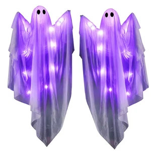 35.5" 2Pcs Halloween Purple LED Ghost Decor - Picture 1 of 12