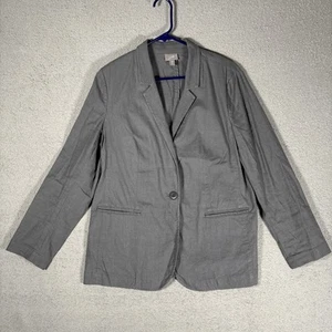 Blazer donna misto lino J Jill taglia M grigio petite sfoderato elasticizzato Lagenlook - Foto 1 di 16