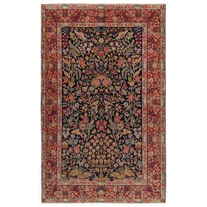 Alfombra persa anudada a mano Kerman 234x145 cm lana oriental Carpet Rug flores - Imagen 1 de 11