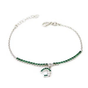 Bracciale Tennis Mini in Argento 925 e Zirconi Verdi Ciondolo Ferro di Cavallo - Foto 1 di 3