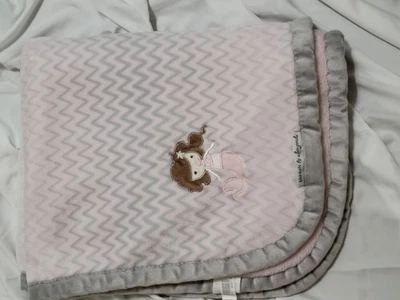 Blankets & Beyond Mermaid Pink Gray Chevron Zig Zag Plush Blanket Baby - Image 1 of 3