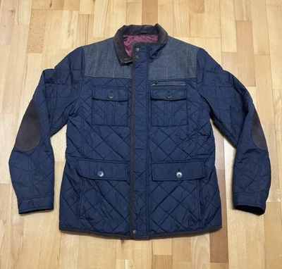 Vince Camuto Diamond Stitched Navy Blue Field Jacket Polyester Wool Men's M - Image 1 of 4