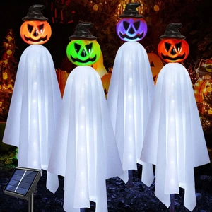 Upgraded Pumpkin Ghosts Halloween Decorations Outdoor, 4 Pack Waterproof Solar G - Picture 1 of 12