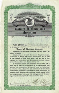 MEXICO 1909 Delores of Moctezuma Syndicate Stock Certificate #71 Sonora - Picture 1 of 2