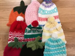 9 New Handmade Crochet Crocheted Baby Beanie Lot Set Hats 12 Months + - Picture 1 of 10