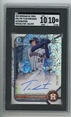 Tyler Whitaker 2022 Bowman Chrome 1st Auto Speckle Refractor #/299 SGC 10 GEM-MT - Image 1 of 2