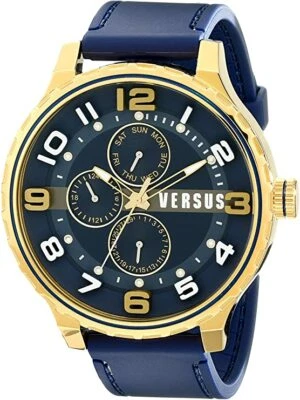 Reloj Versus by Versace Para Hombre SBA050014 Globo Dorado IP Acero Azul Goma Fecha Foto 1 de 4