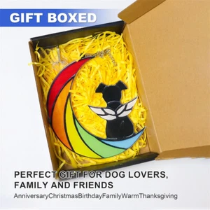 Dog on Moon Dog Memorial Gifts Dog Stained Glass Window Hanging Dog Keepsake - Picture 1 of 10