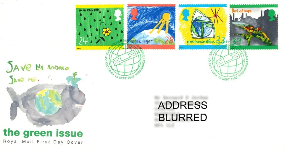 UK FDC The Green Issue Commemorative Royal Mail First Day Cover Stamps 15.9.1992 - Image 1 of 1