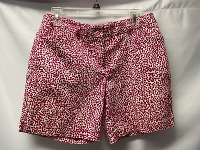 Pantalones cortos chinos para mujer Jones New York elásticos frente plano. Rosa/Blanco. Talla 6 Foto 1 de 3