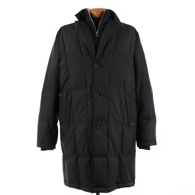 Abrigo de coche Mandelli nuevo con etiquetas 100 % seda acolchado talla 56 (2XL EE. UU.) en negro liso Foto 1 de 4