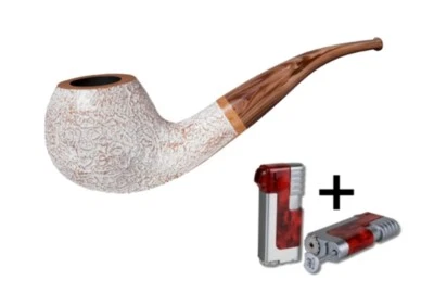 Vauen Pfeife Fuji sand weiss 4242 + Necuma Pfeifenfeuerzeug  - Bild 1 von 4