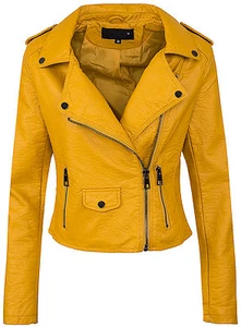 Damen Biker Kunstleder Jacke Damenjacke Übergangs Kunstlederjacke D-286 36-42 - Bild 1 von 10