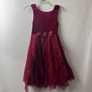 American Princess Dress Girl 12 Red sleeveless velvet tulle overlay fairy party - Picture 1 of 6