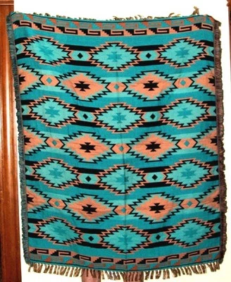 Manta tejida súper suave geométrica suroeste 4'x5' reversible turquesa #3D Foto 1 de 4
