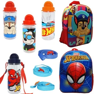 500ml Kids Straw Sipper Water Bottles With Hanging Straps & 3D School Bags 30cm - Picture 1 of 61