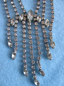 Vintage Rhinestone Necklace Beautiful Long Dangle Drops Art Deco - Picture 1 of 15