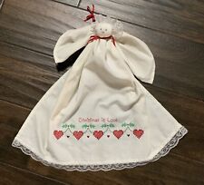 VTG Pocket Angel Christmas Hankie Linen Ornament Christmas is Love