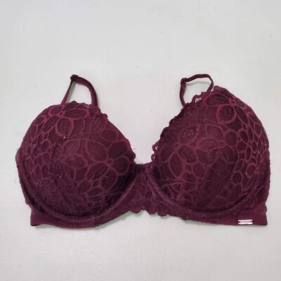 PINK Women Bra 32DD Purple Floral Date Light Push Up Lace Victoria's Secret - Image 1 of 4