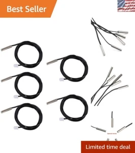 5-Pack Waterproof 1-Meter Stainless Steel Temperature Sensors with 10K Accuracy - Picture 1 of 10