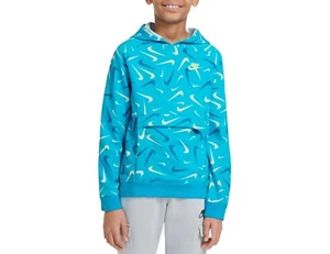 NWT Nike Boys' Sportswear Club Printed Pullover Hoodie Blue Swoosh DD8651 XL - Picture 1 of 7