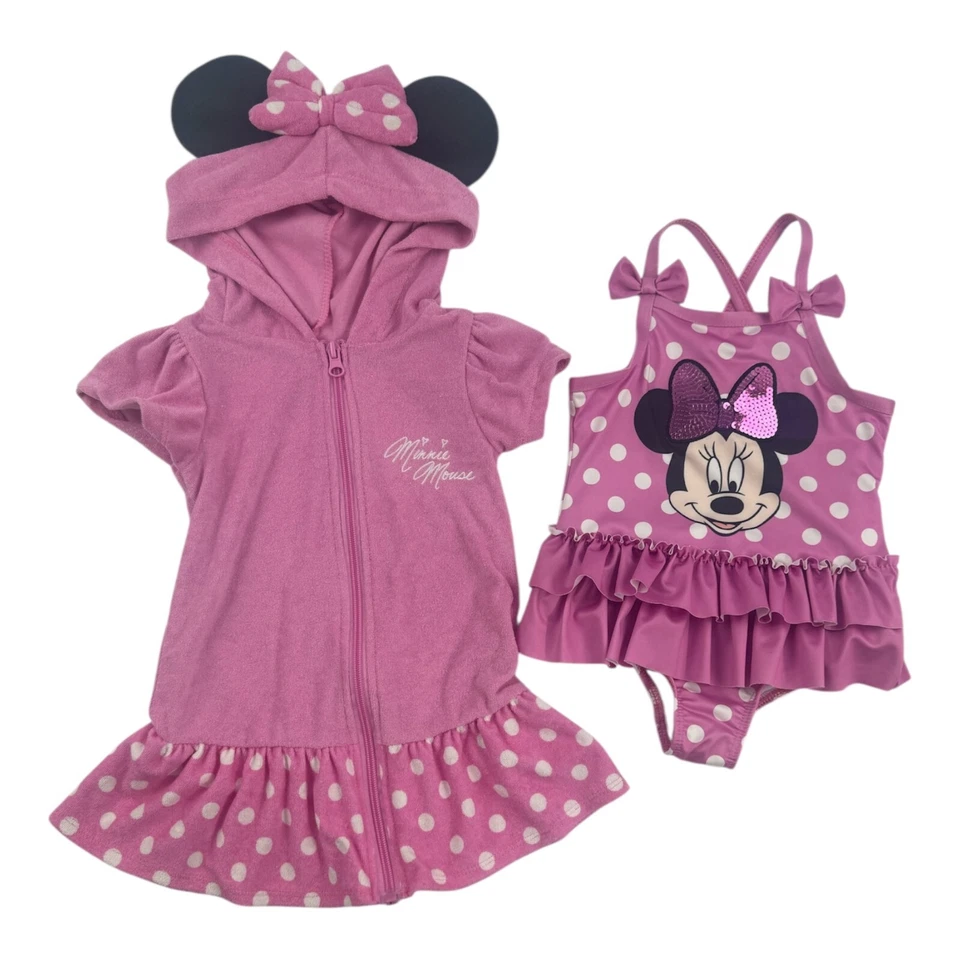 Traje de baño de una pieza con albornoz Minnie para niñas Disney talla, 2T, 3T, 4T Foto 1 de 1