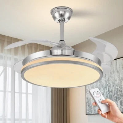 Lámparas colgantes remotas LED de 3 colores con ventilador de techo retráctil de 42" Foto 1 de 4