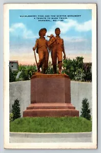Postcard Huckleberry Finn Tom Sawyer Monument Tribute To Mark Twain Hannibal, MO - Picture 1 of 2