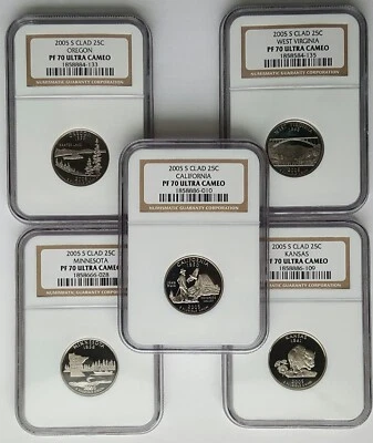 2005-S  Clad Proof State Quarter Set ( 5 Coins) NGC PF 70 ULTRA CAMEO - Image 1 of 4