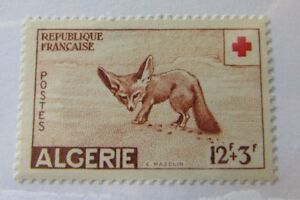 1957 French Algeria SC #B88 FOX  Red Cross MH stamp