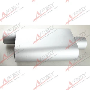 CENTER OFFSET 2.5 INCH EXHAUST OVAL MUFFLER SILENCER - Picture 1 of 6