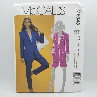 McCall's 6043 Misses' Lined Jacket Shorts Pants Sewing Pattern Size 12-20 Uncut - Image 1 of 4