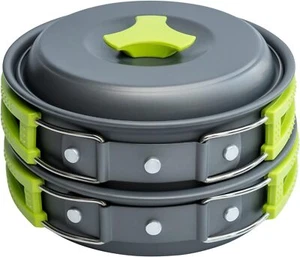 Lightweight Camping Cookware Set, Compact Backpacking Pots Pans Kit for Stove - Picture 1 of 27