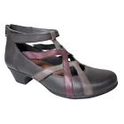 Rockport Cobb Hill Womens Gray Purple Leather XStrap Heel Mary Jane Shoes Size 9