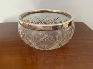 Silber umrandet Kristallglas Obstschale, Sheffield 1912 Markenzeichen - Bild 1 von 4