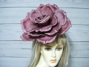 Damas 11" Flor Malva Kentucky Derby Fascinator Sombrero, Tea Party Sombrero, Sombrero de Pascua - Imagen 1 de 5