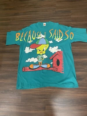 Vintage Men’s 1997 Tweety Bird Because I Said So T-shirt green 3XL. - Image 1 of 4