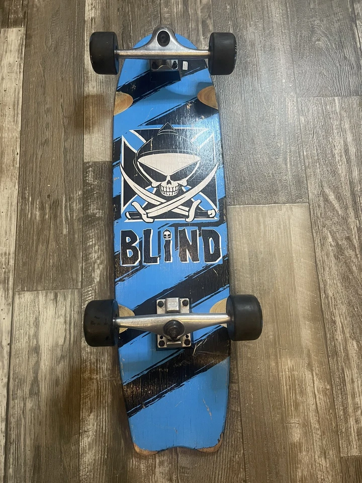 Blind 32in x8in Longboard Skateboard Blue Rare - Image 1 of 4