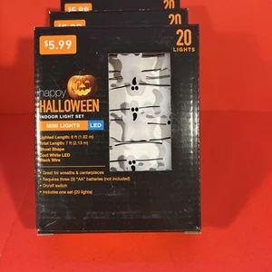 Halloween Mini Purple Bats or White Ghosts 20 LED Lights Battery. 3 Sets - Picture 1 of 2
