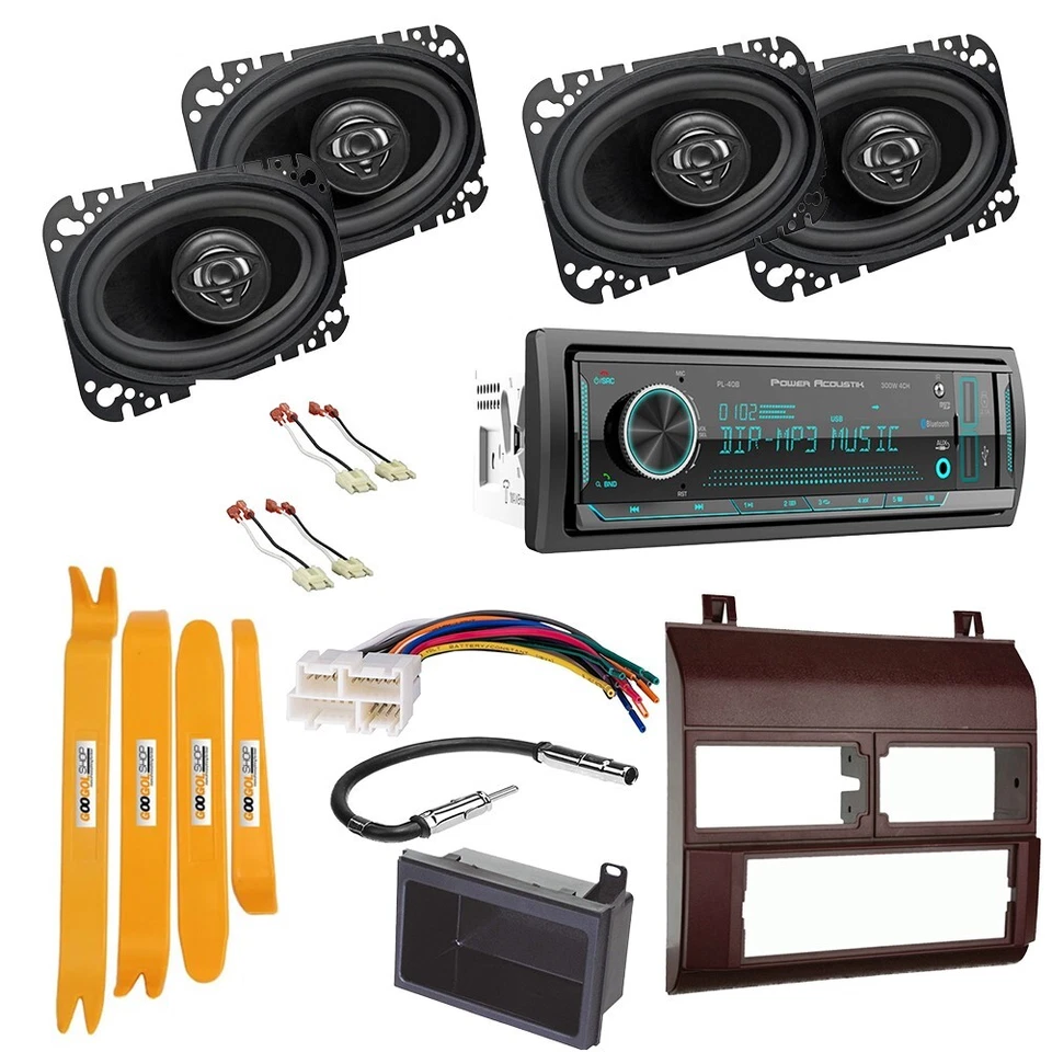 POWER ACOUSTIK Single Din AM/FM Car Stereo Bluetooth Receiver for 1988-1994 GM C/K 1500 RED