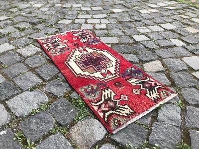 土耳其复古小地毯手工羊毛波西米亚浴垫地毯传统地毯 — 第 1/4 张图片